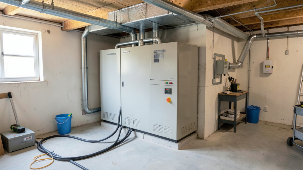 prix batterie stockage solaire installée dans un garage technique