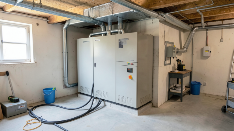 prix batterie stockage solaire installée dans un garage technique