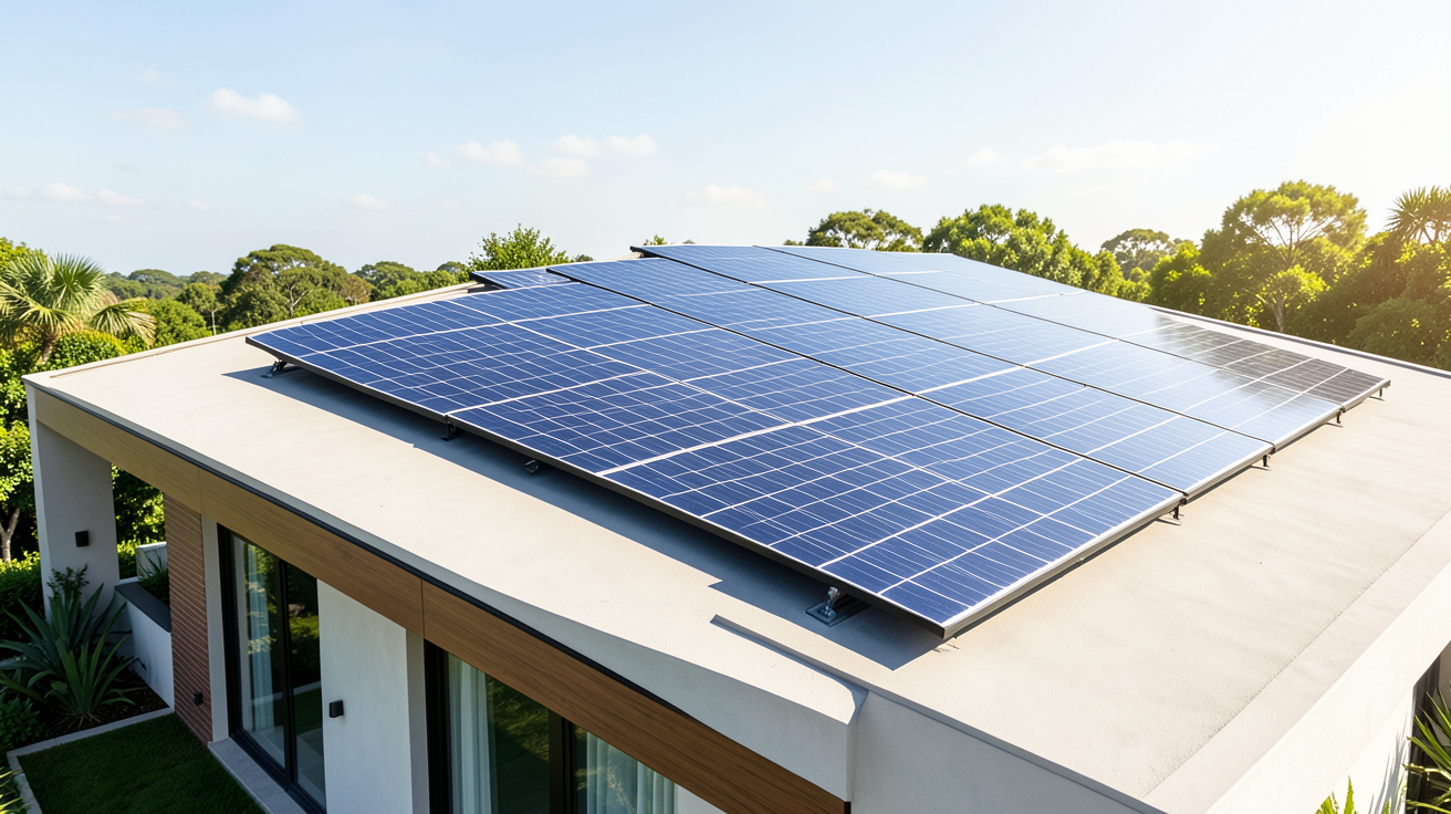 prix capteur photovoltaique illustré par des panneaux solaires installés sur une toiture résidentielle moderne sous un ciel clair