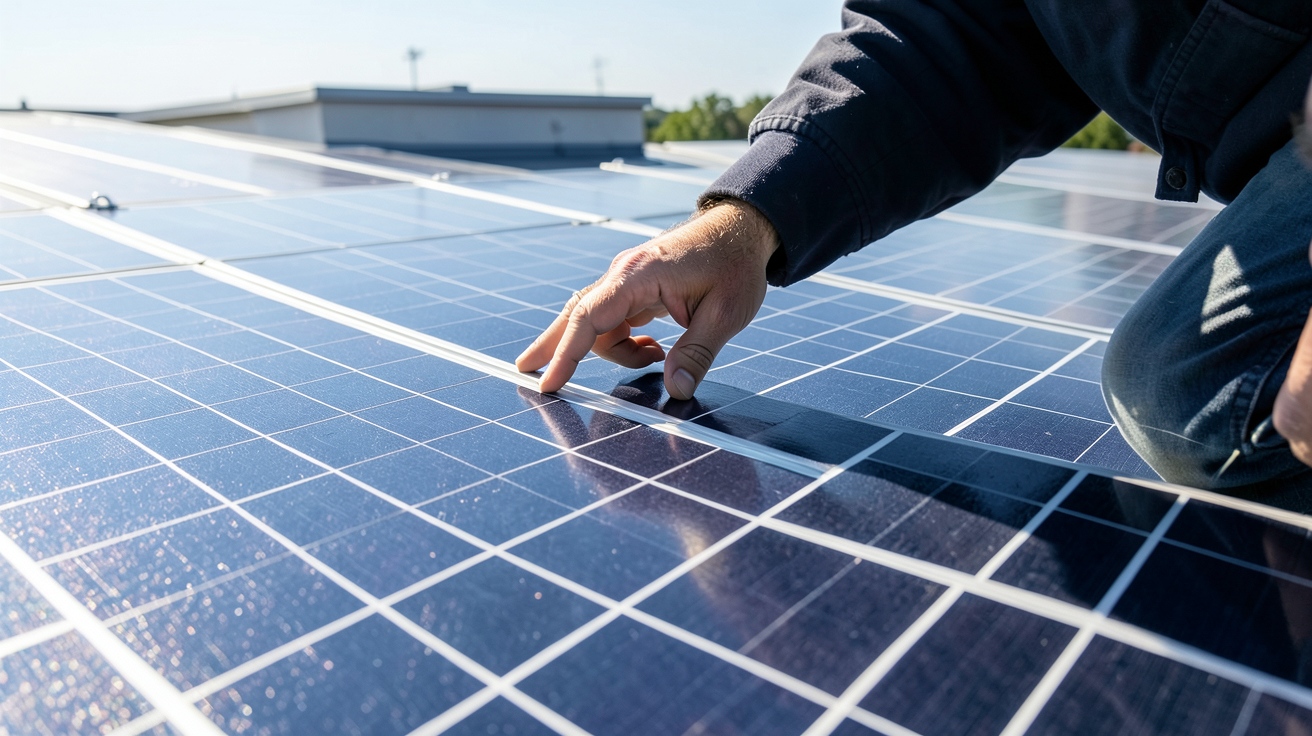 prix capteur photovoltaique illustré par un expert examinant des panneaux solaires de haute qualité.