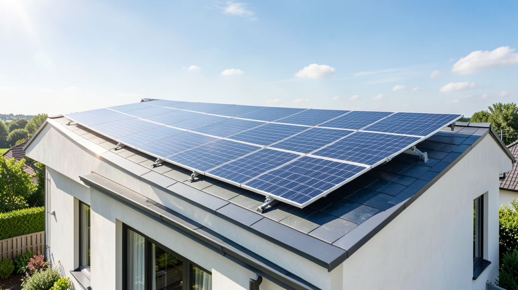 prix chauffage solaire illustré par des panneaux solaires thermiques sur un toit