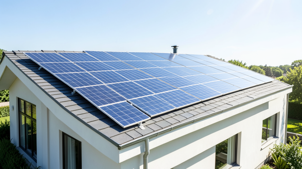prix d installation photovoltaique illustré par des panneaux solaires sur un toit résidentiel