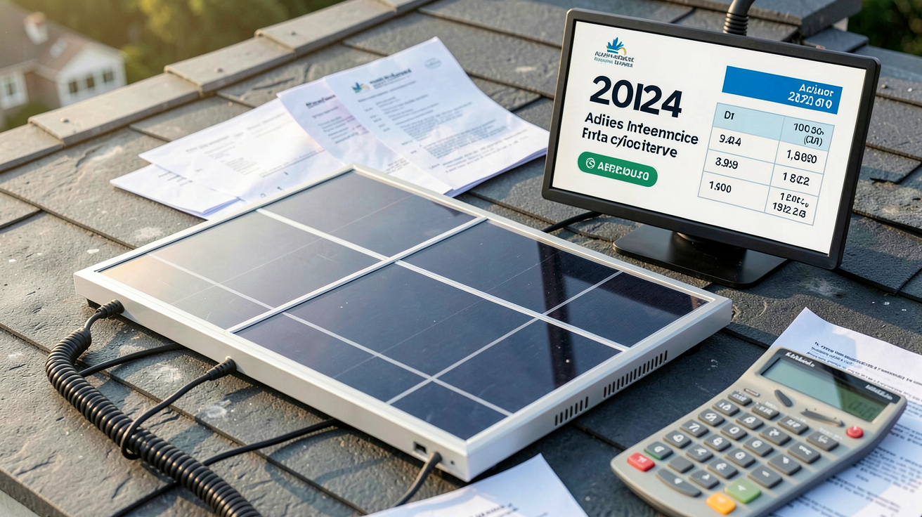 prix d un capteur solaire avec aides financières 2024 affichées sur des documents et calculatrices