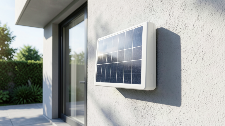 prix d un onduleur pour panneau solaire installé sur le mur extérieur d'une maison contemporaine