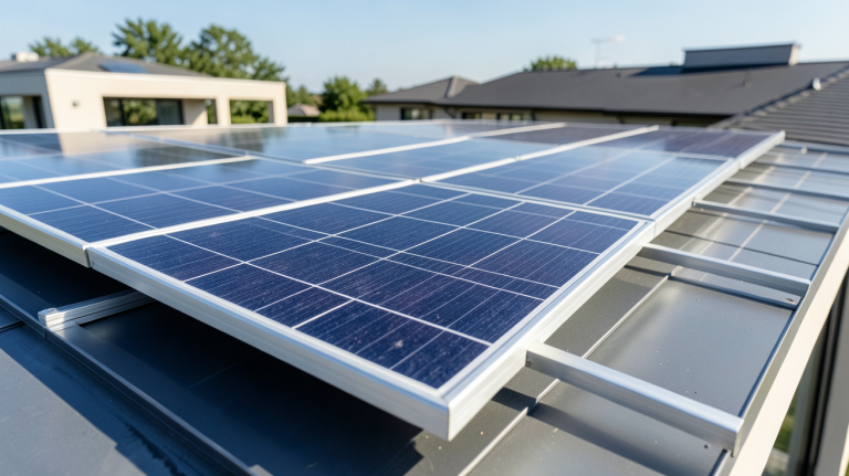 prix d un panneau photovoltaique au m2 illustré par des panneaux solaires sur une toiture résidentielle