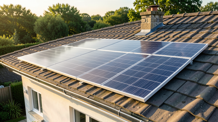 prix d'un panneau photovoltaïque installé sur le toit d'une maison individuelle moderne