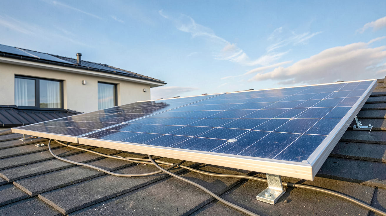 prix d un panneau solaire en 2026 illustré par un panneau photovoltaïque installé sur un toit résidentiel moderne