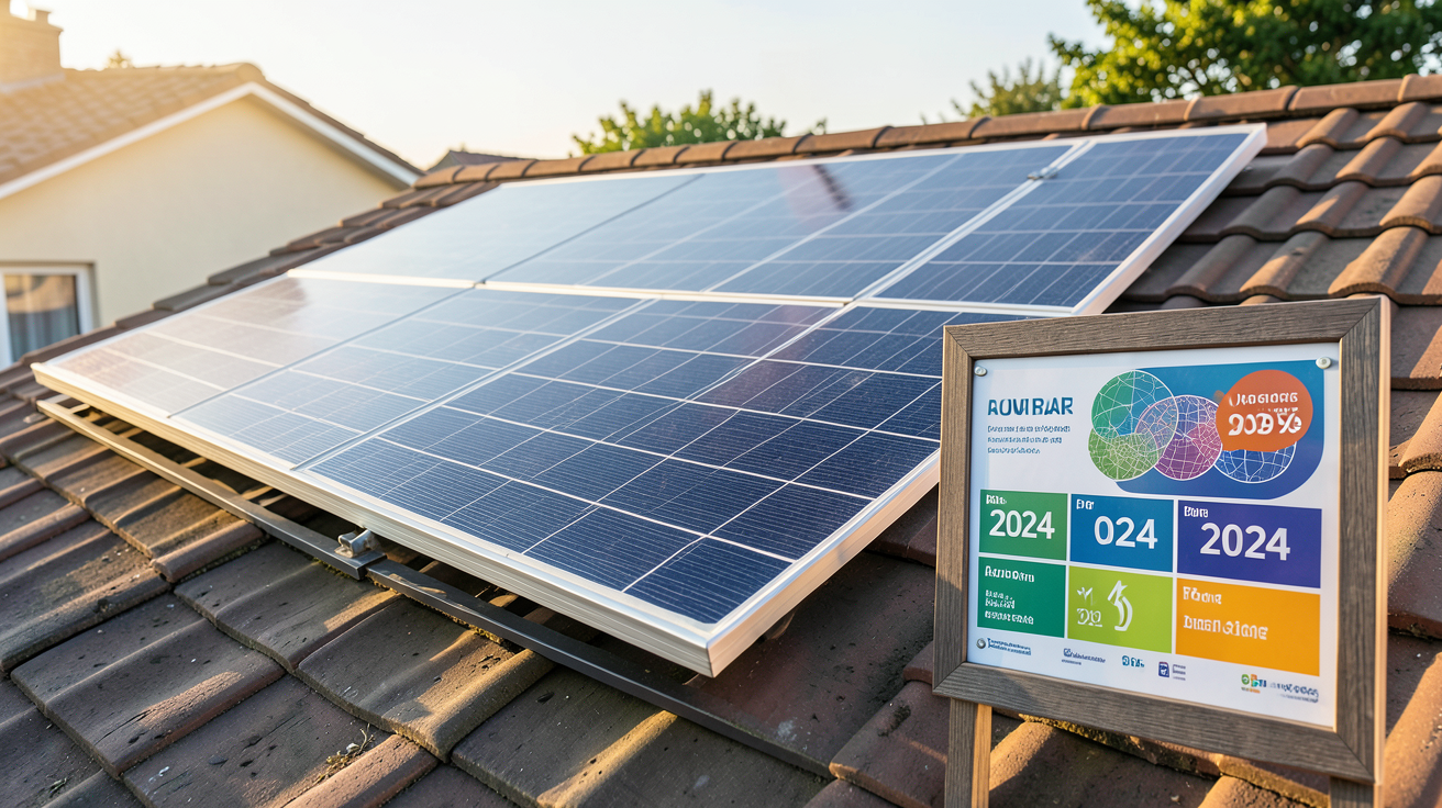 prix d un panneau solaire photovoltaïque montrant un panneau solaire avec étiquette de prix sur toit résidentiel