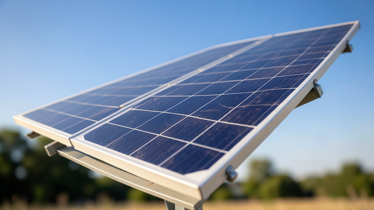 prix d un panneau solaire photovoltaïque moyen posé sur un support incliné