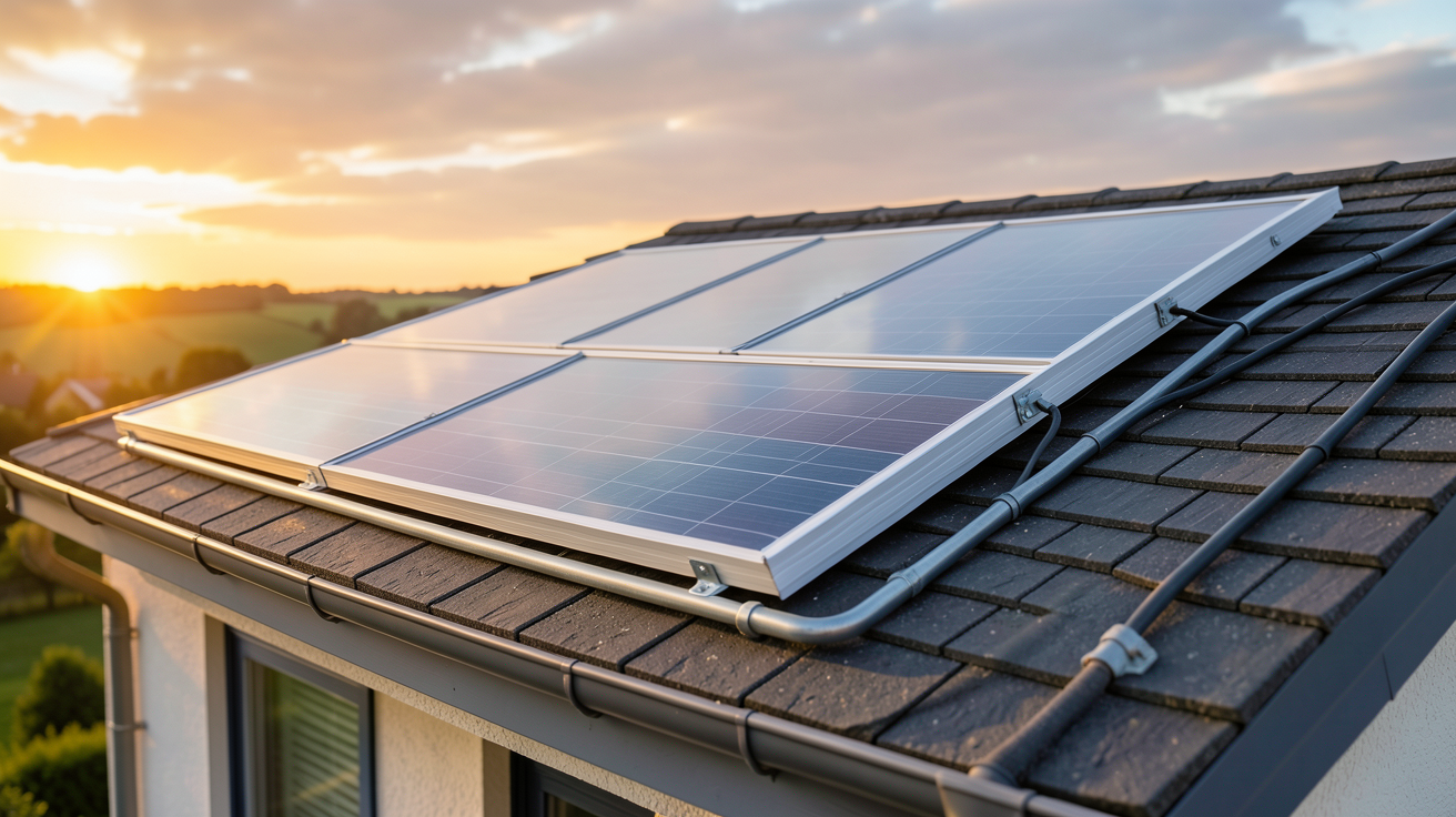 prix d un panneau solaire thermique capteur solaire thermique installé sur le toit d'une maison individuelle