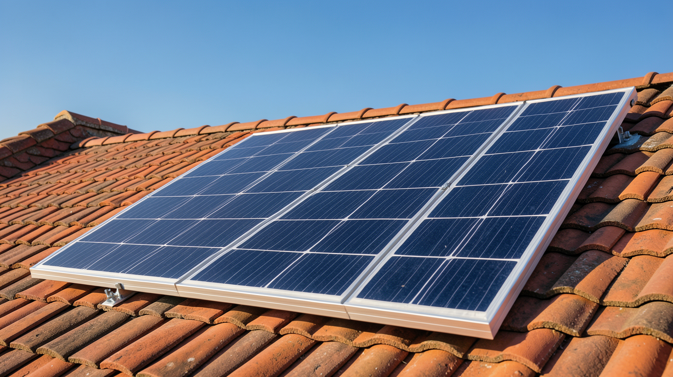 prix d un panneau voltaique illustrant les facteurs influençant son coût, panneau solaire sur toit avec ciel dégagé