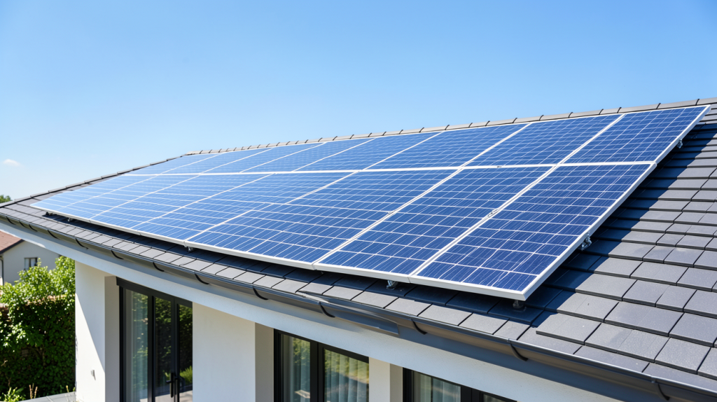 prix d une installation panneau solaire sur le toit d'une maison moderne