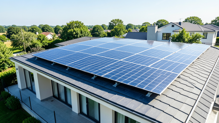 prix d une installation photovoltaique de 6 kwc avec des panneaux solaires installés sur une toiture de maison