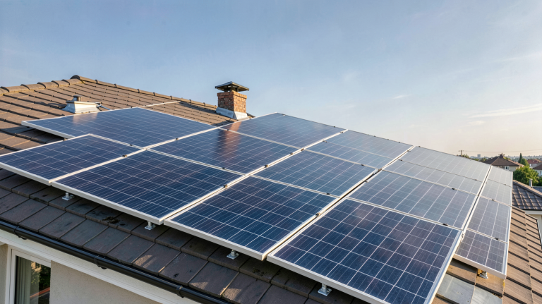 prix de 14 panneaux photovoltaïques installés sur le toit d'une maison individuelle