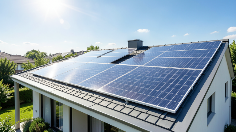 prix de panneau solaire illustré par une installation photovoltaïque sur un toit résidentiel moderne