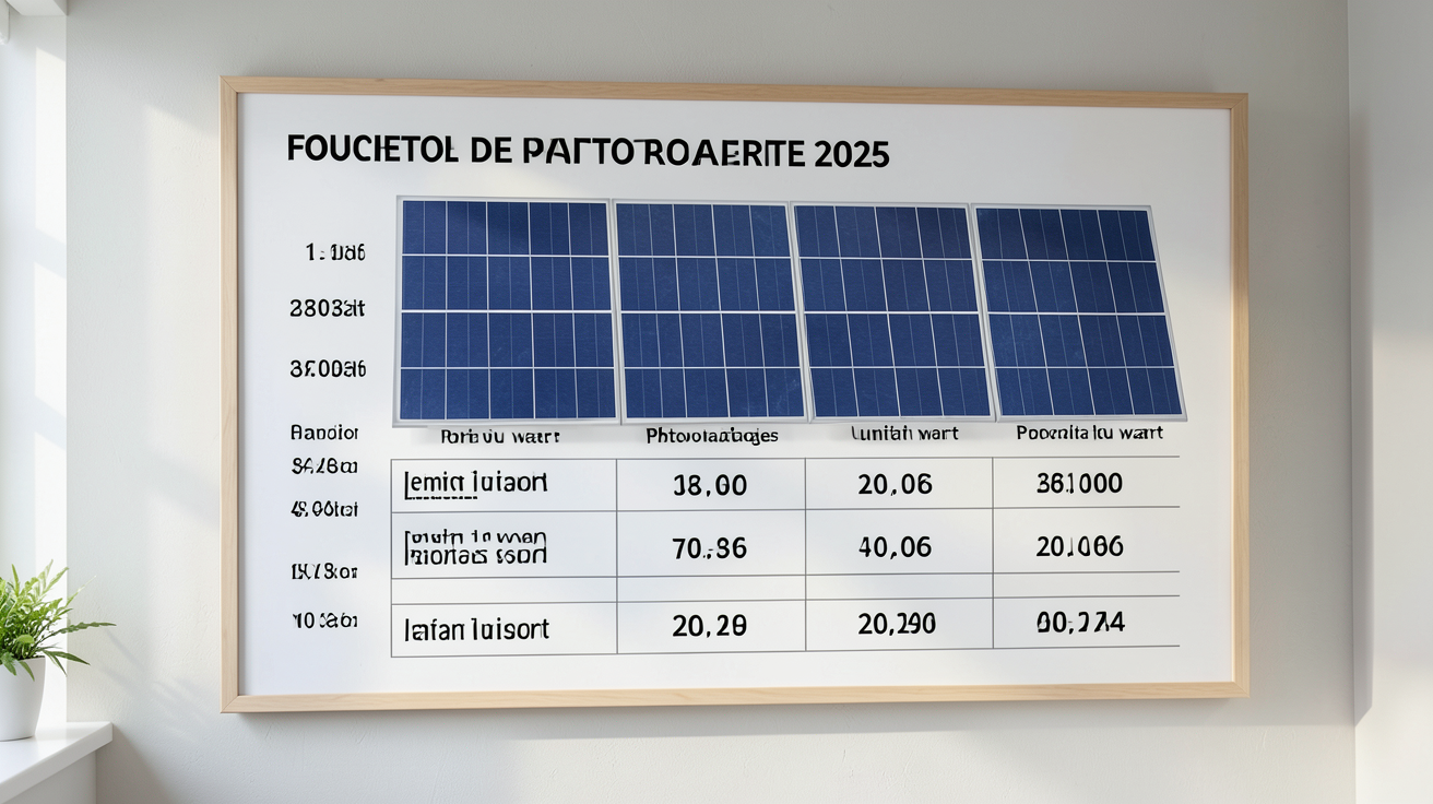 prix de panneaux photovoltaique tableau comparatif des fourchettes de prix au watt et unitaires en 2025