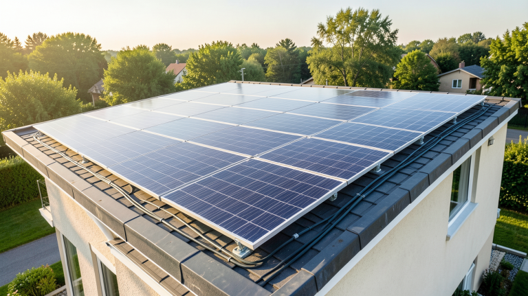 prix de panneaux photovoltaïques installation sur le toit d'une maison
