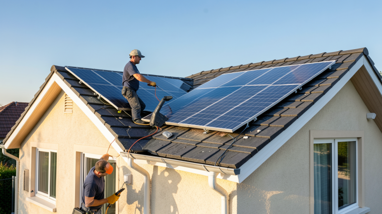 prix de panneaux photovoltaïques installation sur le toit d'une maison