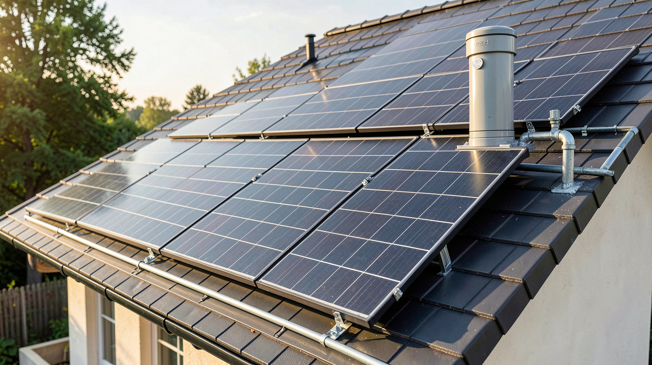 prix de panneaux solaires pour eau chaude : installation d'un chauffe-eau solaire sur un toit de maison