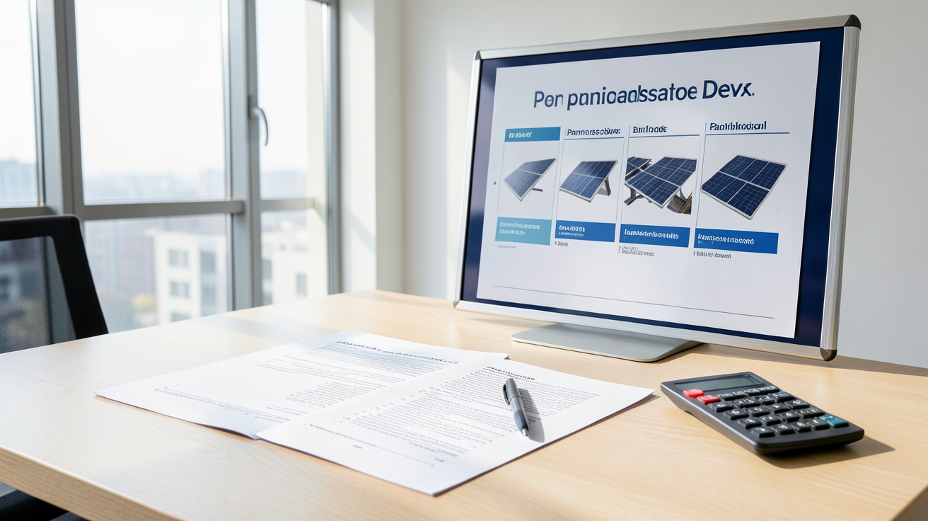 prix de revient panneaux solaires comparaison de devis sur un bureau professionnel