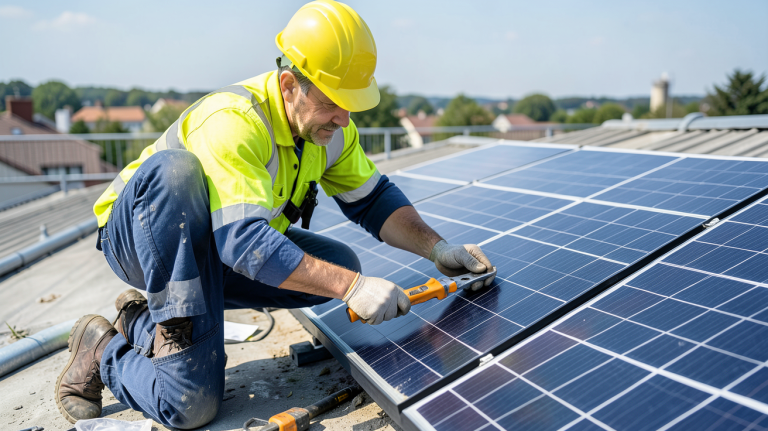 prix démontage panneau photovoltaïque réalisé par un expert sur une toiture résidentielle