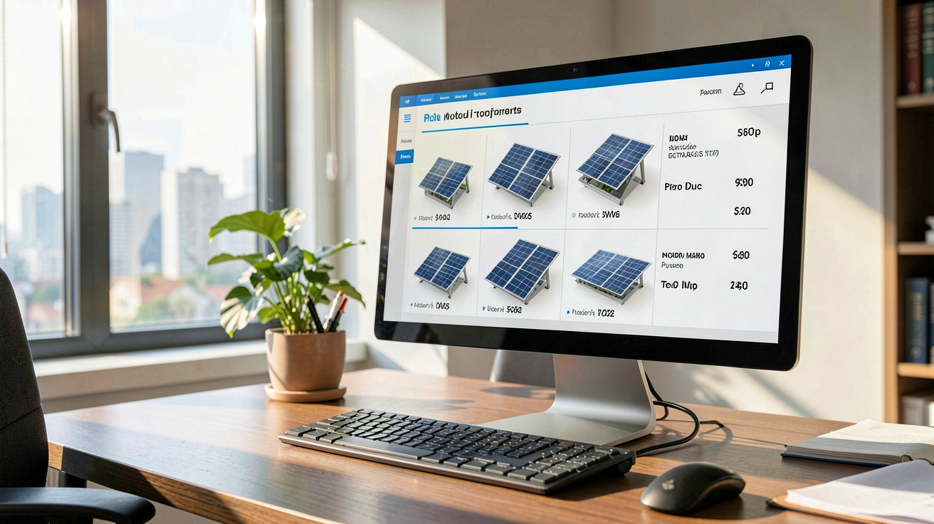 prix des modules photovoltaïques tableau comparatif par marque et puissance sur écran d'ordinateur