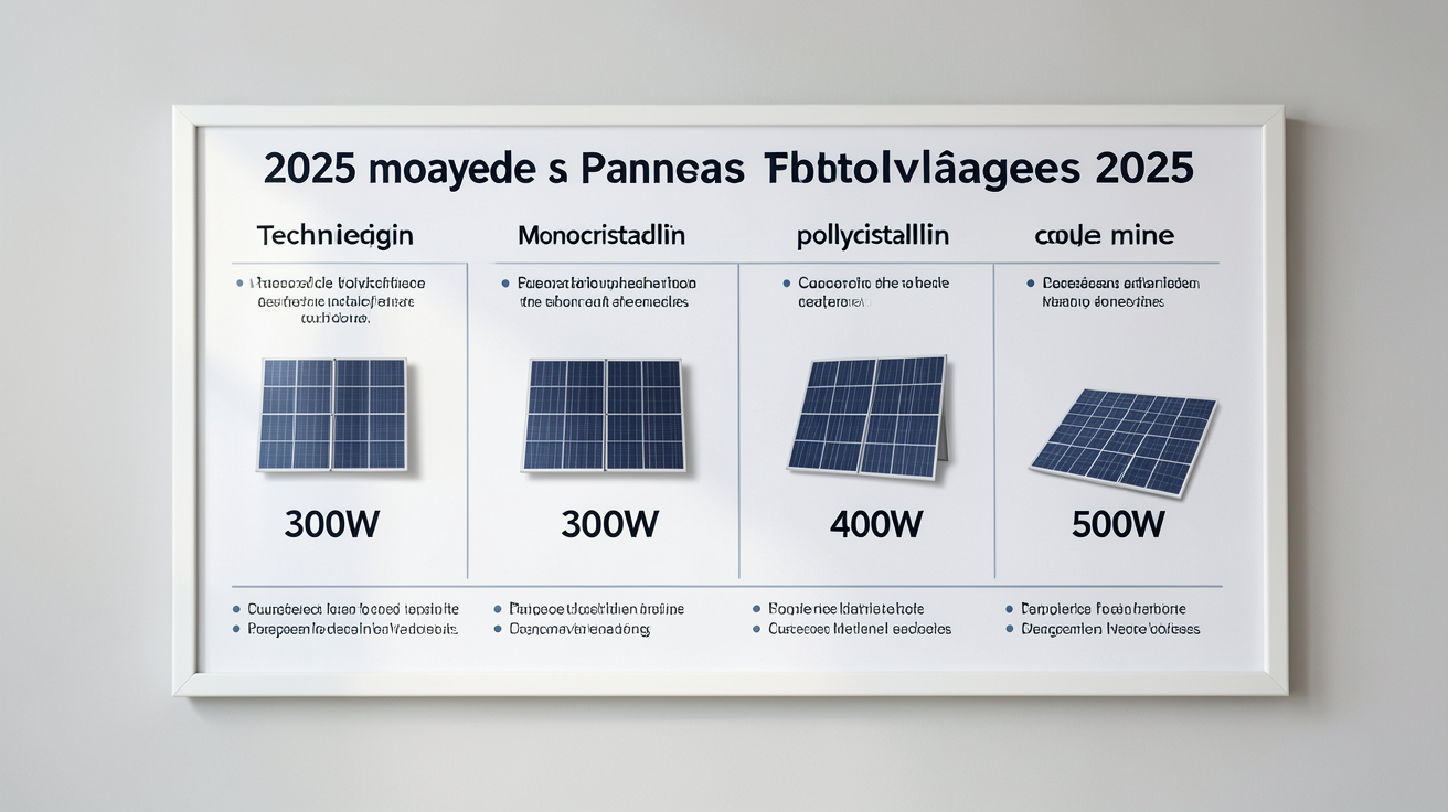 prix des panneaux photovoltaïques en 2025 par technologie et puissance affichés sur un tableau comparatif professionnel