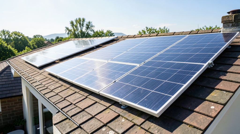 prix des panneaux photovoltaïques affichés sur un toit résidentiel avec une vue dégagée, optimisé SEO pour la recherche d'information sur le coût des systèmes solaires.