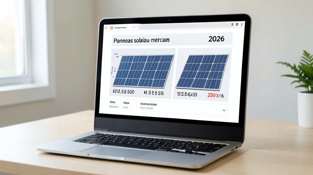 prix des panneaux solaires au m2 tableau comparatif professionnel affiché sur un écran d'ordinateur portable