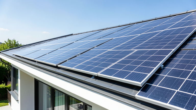 prix des panneaux solaires en 2022 illustré par une installation photovoltaïque sur un toit résidentiel