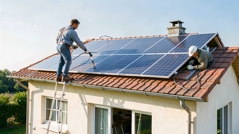 prix des panneaux solaires installation sur le toit d'une maison moderne