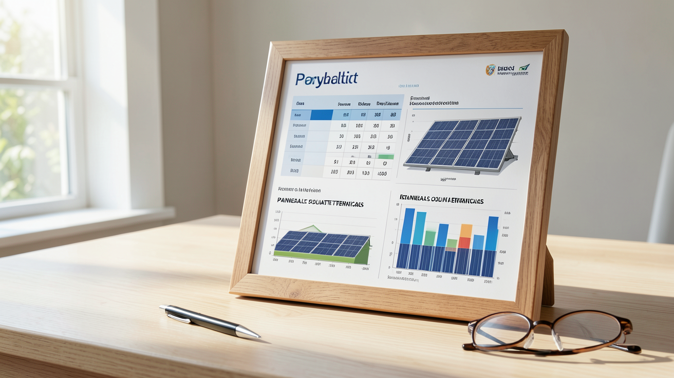 prix des panneaux solaires thermiques calcul du retour sur investissement avec tableau financier et stylo plume