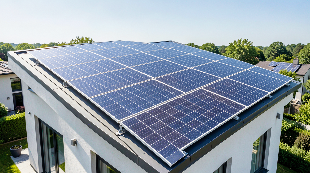 prix du panneau photovoltaique illustré par une installation solaire moderne sur un toit résidentiel