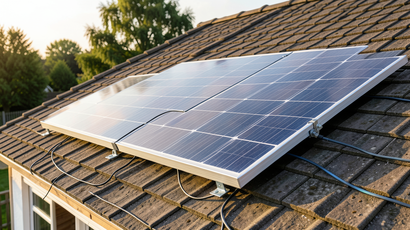 prix du panneau solaire 2024 : panneau photovoltaïque installé sur un toit de maison individuelle