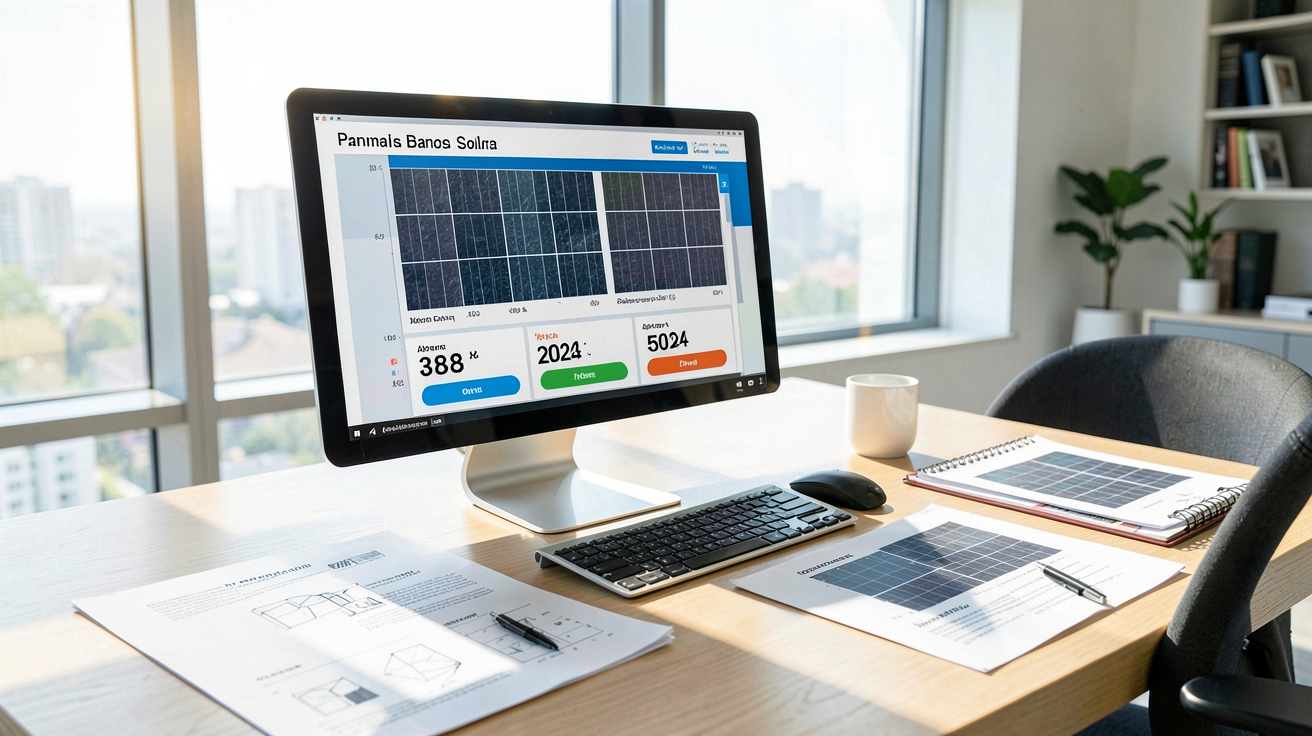 prix du panneau solaire comparatif des marques 2024 affiché sur un écran d'ordinateur dans un bureau moderne