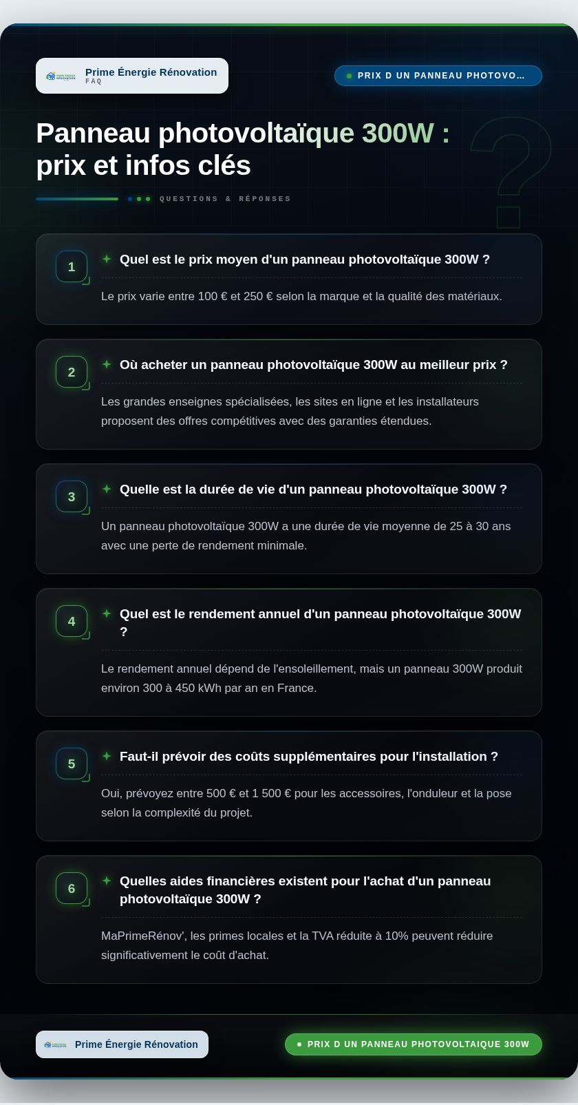 Infographie : Panneau photovoltaïque 300W : prix et infos clés