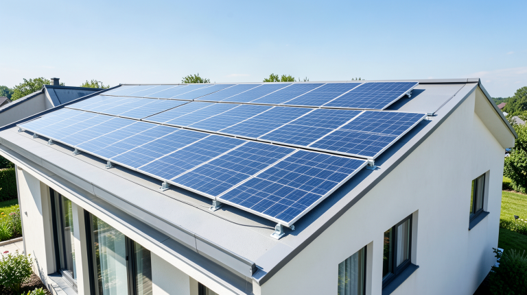 prix installation chauffage solaire avec des panneaux solaires thermiques sur une toiture moderne