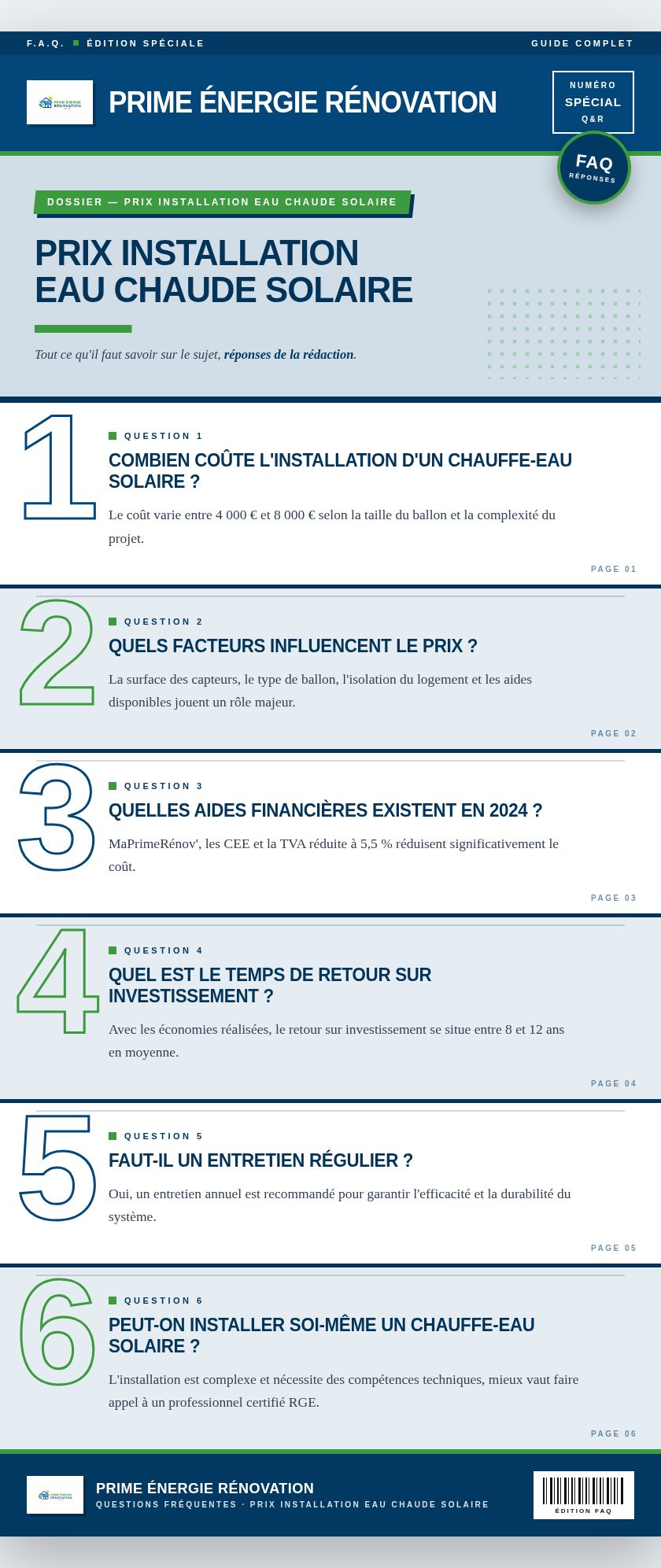 Infographie : Prix installation eau chaude solaire