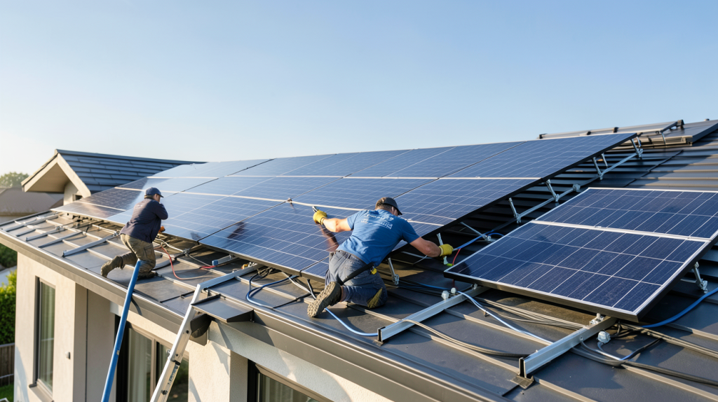 prix installation panneau photovoltaique sur le toit d'une maison contemporaine avec installateur professionnel