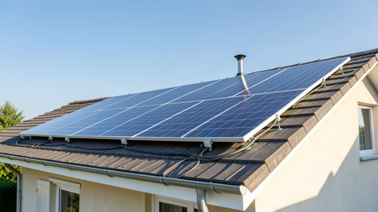 prix installation panneau solaire 3 kwc sur le toit d'une maison individuelle avec ciel dégagé