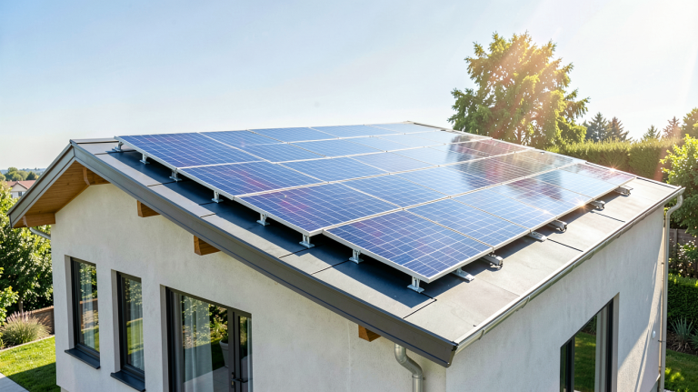 prix installation panneau solaire 3kw sur le toit d'une maison résidentielle ensoleillée