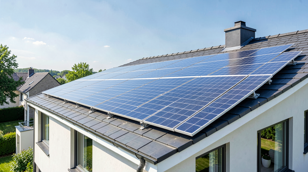 prix installation panneau solaire 6 kw sur le toit d'une maison résidentielle moderne