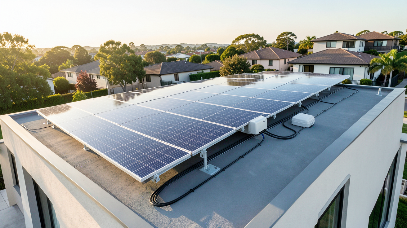 prix installation panneau solaire 6 kWc avec batterie de stockage sur toit de maison contemporaine