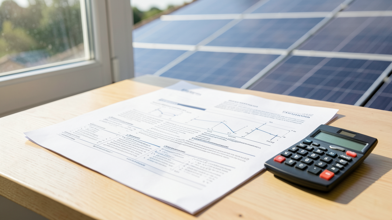 prix installation panneau solaire autoconsommation 2026 affiché sur un devis avec calculatrice et stylo
