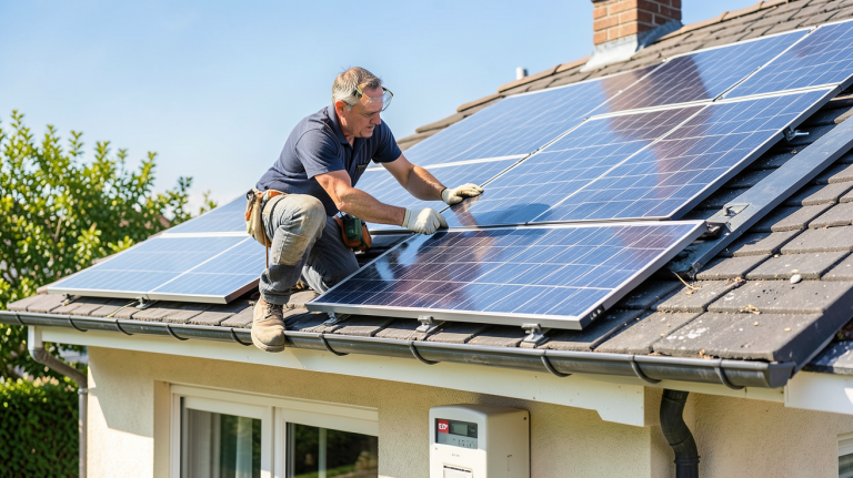 prix installation panneau solaire edf affiché sur un devis auprès d'une maison équipée de panneaux photovoltaïques