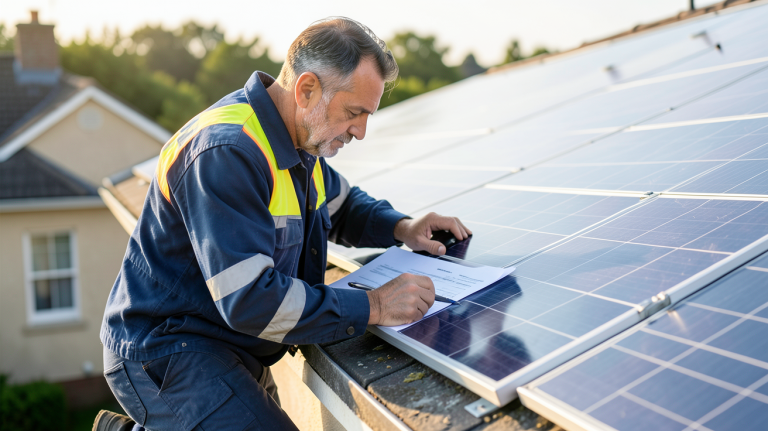 prix installation panneau solaire maison calcul de devis par un professionnel sur un toit