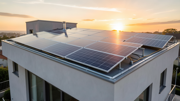 prix d'installation panneau solaire sur le toit d'une maison moderne