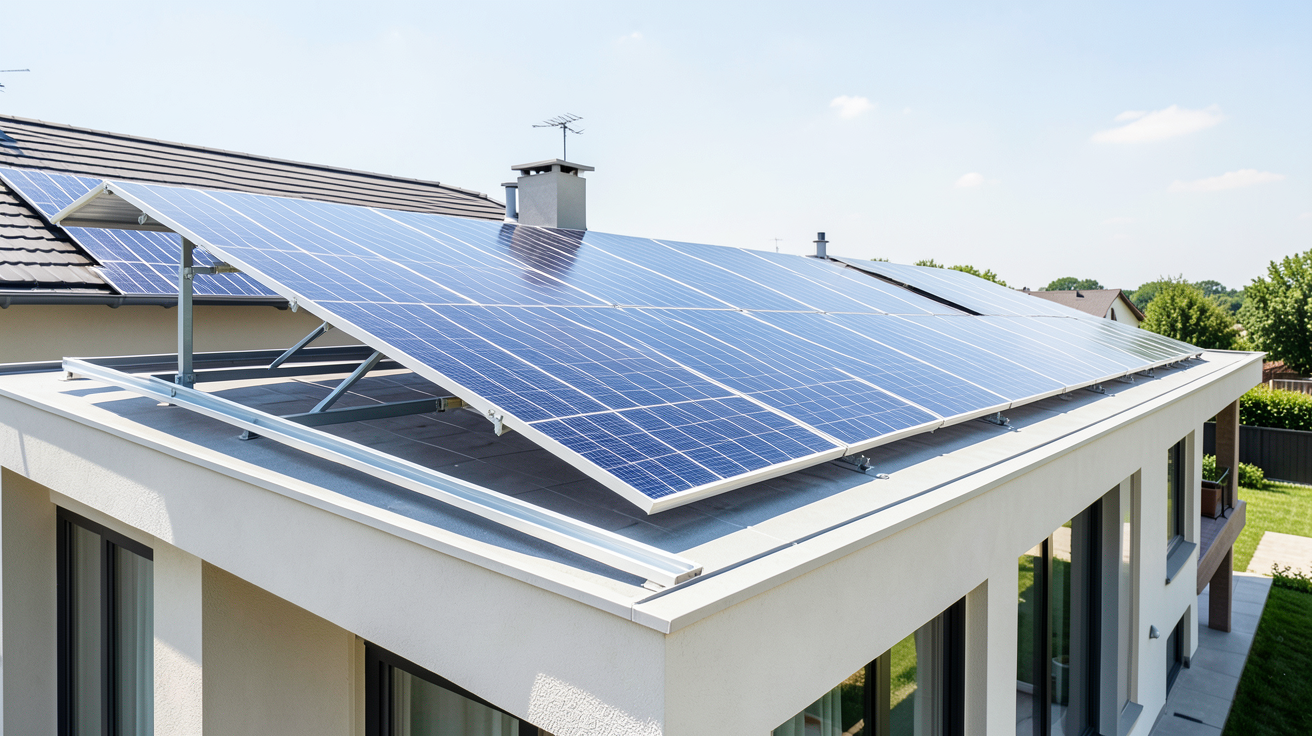 prix installation panneaux photovoltaique sur la toiture d'une maison résidentielle moderne