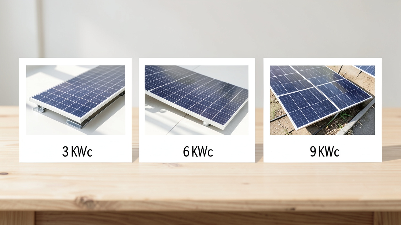 prix d'installation panneaux photovoltaiques montrant un devis détaillé pour des puissances de 3 kWc, 6 kWc et 9 kWc