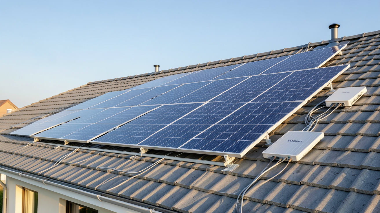 prix installation de panneaux solaires 6 kWc sur toit de maison moderne